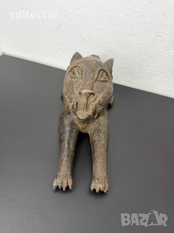 Бронзова скулптура на Бенински Леопард. №7451, снимка 4 - Антикварни и старинни предмети - 51975435