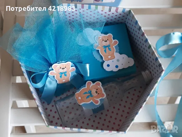 НАМАЛЕНО 40 ЛВ.Комплект за Кръщене "Мече", снимка 4 - Декорация - 49307650