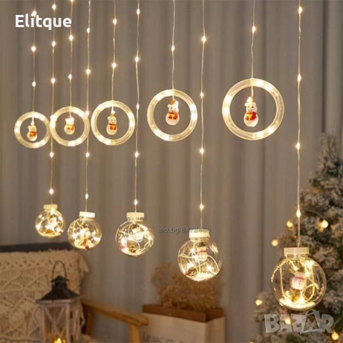 Светещ коледен гирлянд с рингове и малки коледни фигурки  , снимка 7 - Декорация за дома - 52904369