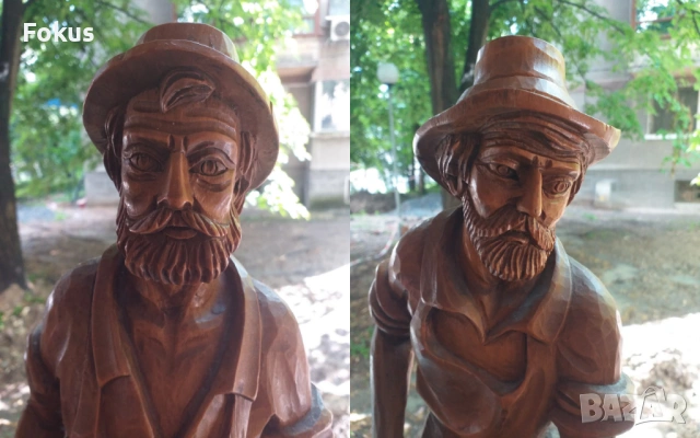 СТАТУЕТКА ПЛАСТИКА ДЪРВОРЕЗБА ЧИФТ ФИГУРИ ОРЕХ, снимка 2 - Антикварни и старинни предмети - 53519675