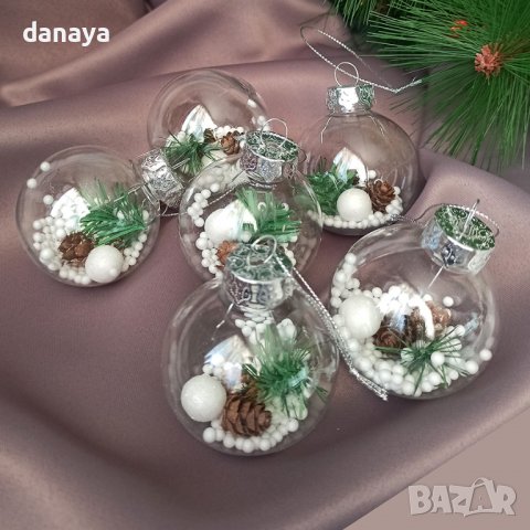3194 Прозрачни коледни топки за елха с декорация, 6 броя, снимка 5 - Декорация за дома - 38413063