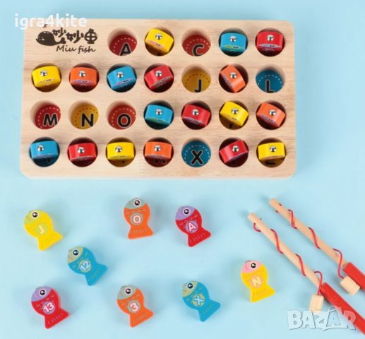 Дървена игра МАГНИТЕН РИБОЛОВ С ВЪДИЦИ И РИБИ / нови дървени игри, снимка 4 - Образователни игри - 34872099