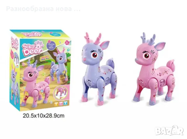 Музикална играчка елен - светеща и ходеща, снимка 1 - Музикални играчки - 48907190