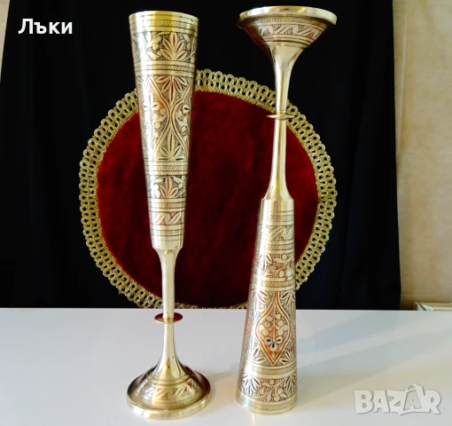 Бронзов бокал,чаша за вино 30 см.,350 мл.,клетъчен емайл. 