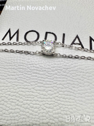 Сребърна гривна с мойсанит (Диамант) 1 карат, снимка 4 - Гривни - 53503039