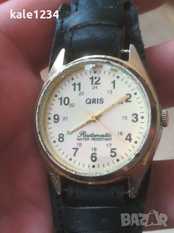 Мъжки часовник QRIS. Vintage watch. Механичен механизъм. Кожена каишка. 