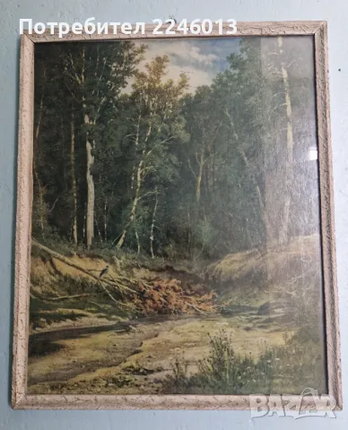 Картина репродукция-И Шишкин-"Речка в лесу", снимка 5 - Картини - 49980457