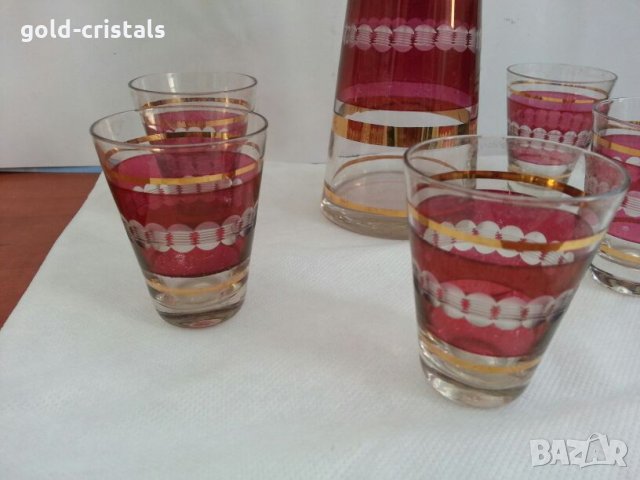 стари стъклени чаши и гарафа , снимка 2 - Антикварни и старинни предмети - 26667931