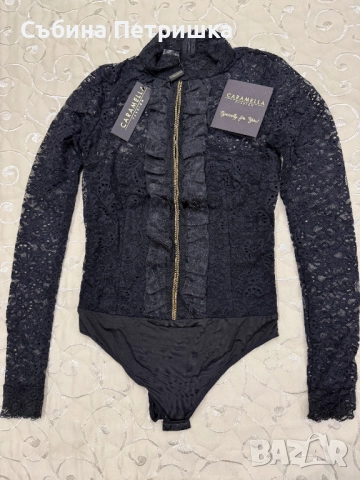 Блуза-боди Black Lace Caramella Fashion, снимка 6 - Блузи с дълъг ръкав и пуловери - 51826686