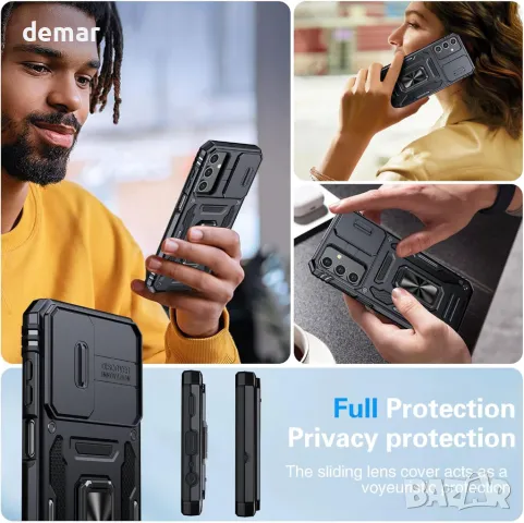 Калъф GOLDJU за Samsung Galaxy A15 5G с протектор за екрана, черен, снимка 4 - Калъфи, кейсове - 49128732