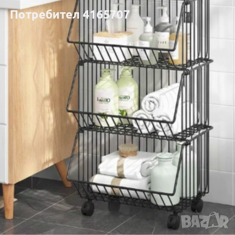 Практичен стелаж на колелца с 3 нива - компактно решение за кухня, антре и детска стая, снимка 6 - Други - 52992018