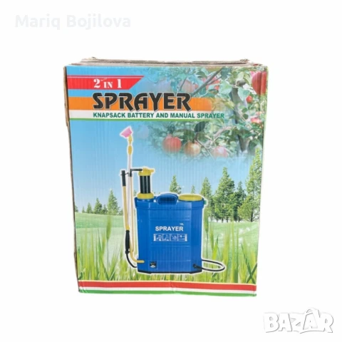 Пръскачка 2 в 1 с батерия и ръчно налягане – 16 литра, синя, снимка 5 - Други стоки за дома - 50320585