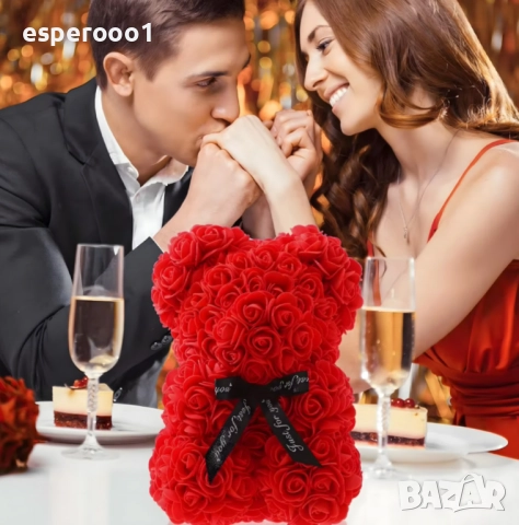 Плюшено мече от LED рози, снимка 5 - Романтични подаръци - 52940103