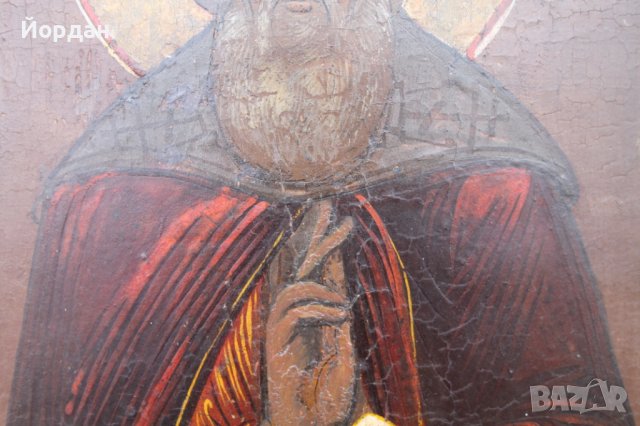 Стара Руска икона рисувана върху дърво с темпери/началото на 19-ти век/, снимка 5 - Антикварни и старинни предмети - 38748740
