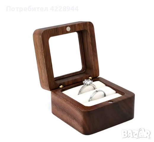 Дървена кутия за халки и годежен пръстен – сватбена, булчински аксесоар