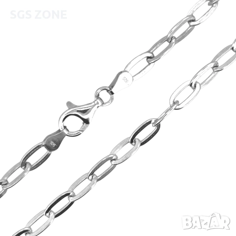 Стилна сребърна верижка от Италия с родиево покритие 