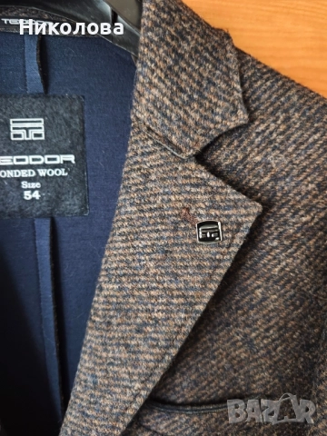 ПАЛТО TEODOR С ВЪНШНИ ДЖОБОВЕ КАФЯВ МЕЛАНЖ, снимка 5 - Палта - 52183368