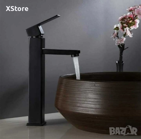 Стилен смесител за мивка за баня, неръждаема стомана, черен, снимка 4 - Смесители - 52588612