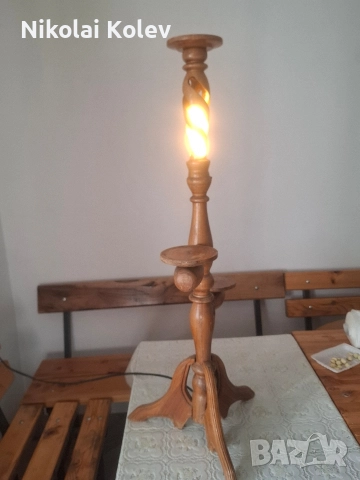 Античен дървен лампион, снимка 3 - Антикварни и старинни предмети - 52938033