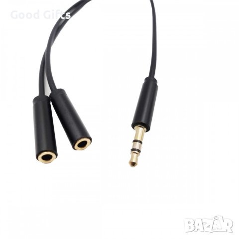 AUX кабел за музика 1 мъжко / 2 женски с 2 пина, снимка 1 - Кабели и адаптери - 43083320