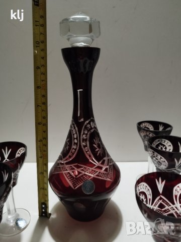 Кристални чаши с графа цветен червен кристал , снимка 2 - Колекции - 44018929