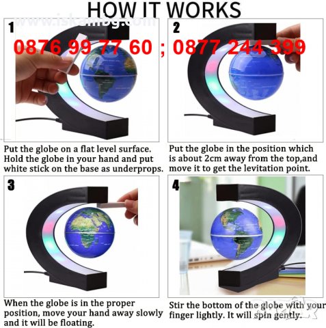 Левитиращ глобус | Магически левитиращ глобус | Магнитен глобус цена - КОД 3726, снимка 6 - Детски нощни лампи - 37426640