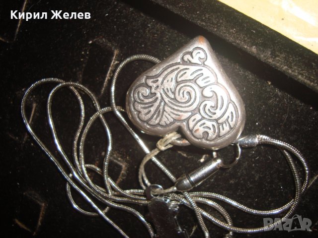 ГОЛЯМ АРТ КРЪСТ НЕРЪЖДАЕМА СТОМАНА с ПОСРЕБРЕНО СЪРЧИЦЕ МЕДАЛЬОН ОРНАМЕНТИРАНО и ВЕРИЖКА 21072, снимка 4 - Колиета, медальони, синджири - 32659485
