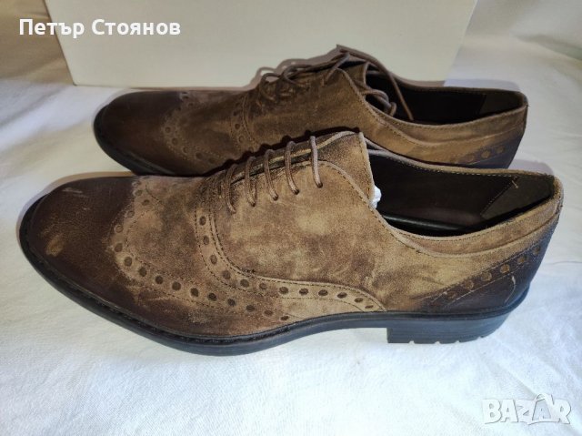 Стилни мъжки половинки от естествена кожа Geox Respira №45, снимка 3 - Официални обувки - 38283483