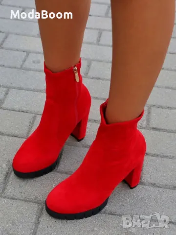 Боти на ток - Велур