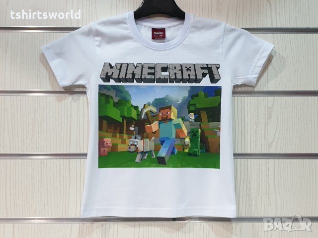 Нова бяла детска тениска с дигитален печат MINECRAFT (Майнкрафт), снимка 3 - Детски тениски и потници - 32607577