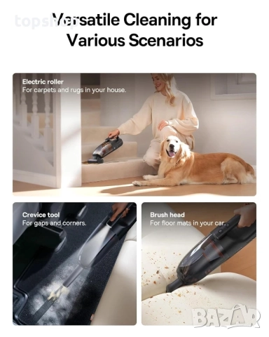 Чисто нова ръчна прахосмукачка Baseus AP02, безжична, 160 W, LED осветление, батерия 10000 mAh, снимка 7 - Други стоки за дома - 51572436