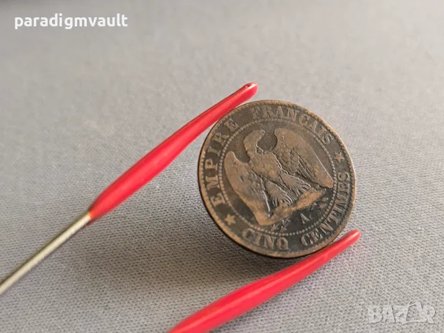 Mонета - Франция - 5 сентима (Наполеон III) | 1855г.