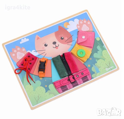 Активна тактилна дъска за основни умения Облечи котето, снимка 4 - Образователни игри - 42960495