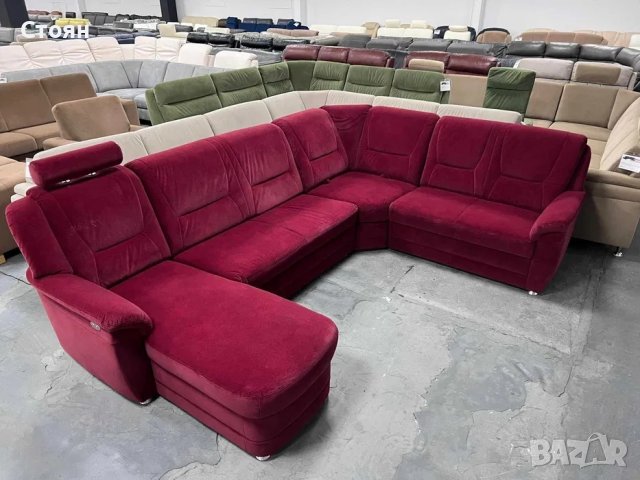 Червен ъглов диван от плат с ф-я сън и ел.лежанка "SC Classic", снимка 8 - Дивани и мека мебел - 39971796