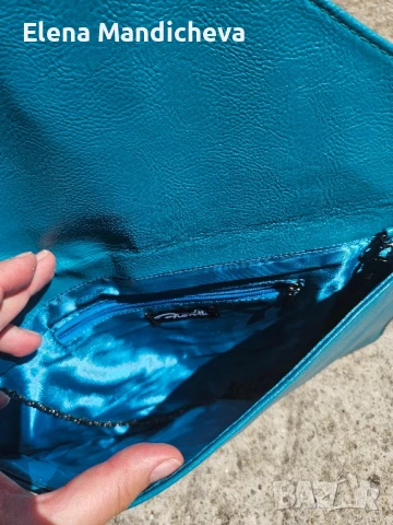 8лв Чанта клъч тюркоазен цвят с блестящ череп Филип Плейн Philipp Plein модел, снимка 9 - Чанти - 50706285