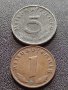 Две монети 1 райхспфенинг 1937г. / 5 райхспфенинг 1940г. Трети райх с СХВАСТИКА редки 28602, снимка 1 - Нумизматика и бонистика - 40650498