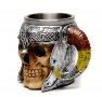 Код 91065 Забавна чаша във формата на шлем с рога и декорация - череп, изработена от метал, снимка 4