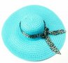 Дамска сламена шапка с Периферия и панделка от копринено шалче 