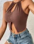 Дамска лятна секси стегната камизолка с деколте , снимка 5