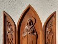27 см дървен иконостас Богородица дърворезба пано религия фигура икона дърворезба, снимка 2