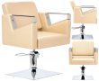 Хидравличен въртящ се фризьорски стол Tomas за фризьорски салон Z-83030-GOLD-WHITE-FOTEL-BEZPODN, снимка 1 - Фризьорски столове - 43861082