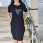 Guess Дамска Черна Спортна Рокля С Бродирано Лого Гес, снимка 2