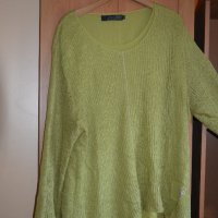 Пролетно-есенна плетена блуза с електриково зелено, с подплата от тюл, снимка 2 - Блузи с дълъг ръкав и пуловери - 43142903