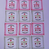 Етикети за домашно сладко Homemade with love Strawberry jam - 12 бр /к-кт , снимка 1 - Други - 40629059