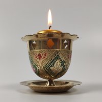 Чашка за свещ от месинг, снимка 4 - Антикварни и старинни предмети - 43896034