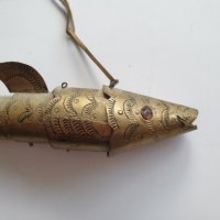 Винтидж шарнирна месингова риба -16 см, снимка 2 - Антикварни и старинни предмети - 40228388