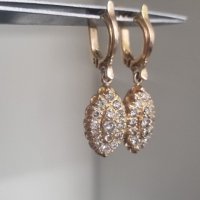 Златни обеци 14к с диаманти , снимка 9 - Обеци - 43196106