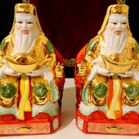 Китайска порцеланова фигура Лу-син,злато,фън шуй. , снимка 12 - Статуетки - 38492183