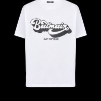 BALMAIN White '70s Retro Logo Print Мъжка Тениска size L и XL, снимка 2 - Тениски - 43188729