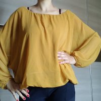 Елегантна блуза, цвят горчица, цена 5 лв, снимка 1 - Блузи с дълъг ръкав и пуловери - 28862845